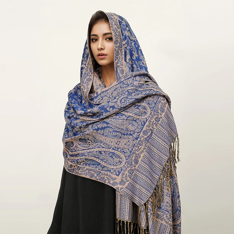 Women's Elegant Geometric Cotton Acrylic Shawl