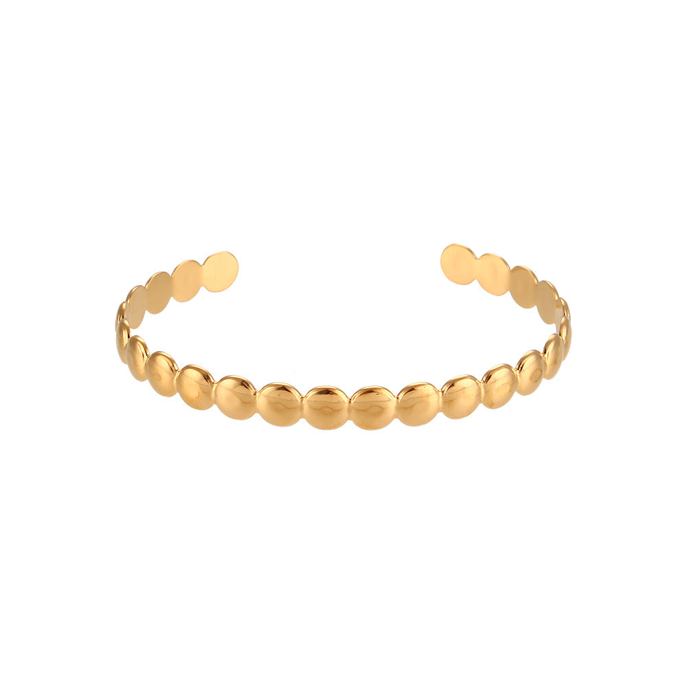 Fashion Ellipse Stainless Steel 18K Gold Plated Bangles