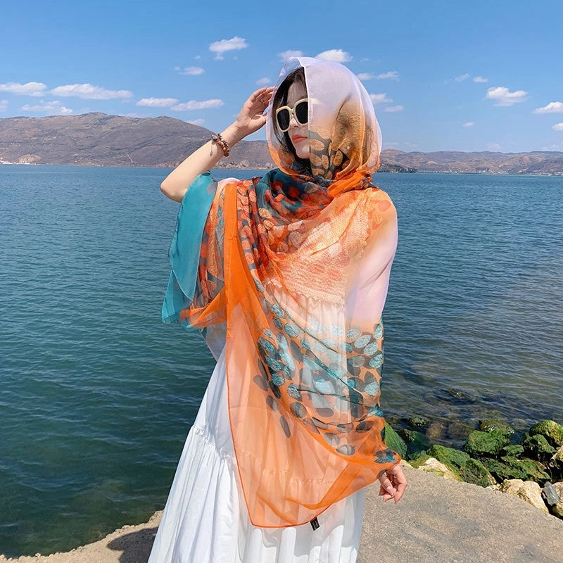 Women's Elegant Geometric Satin Silk Scarf