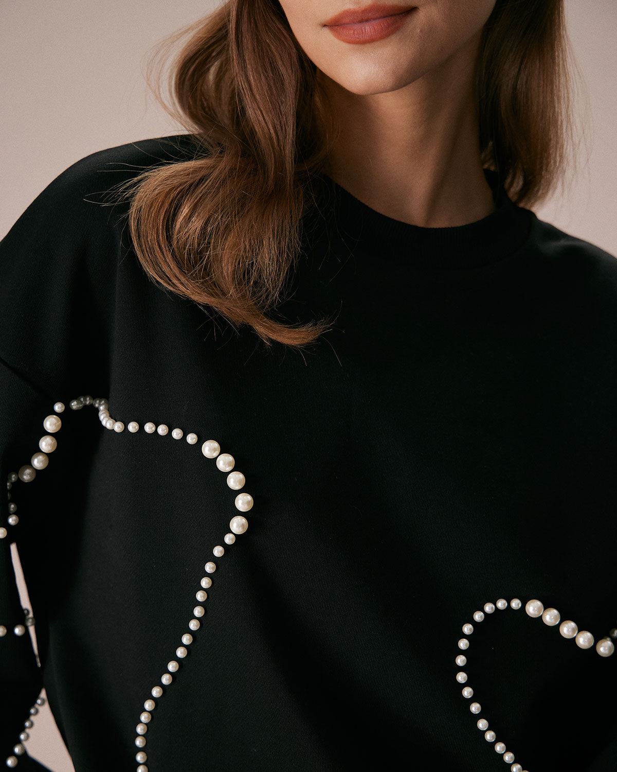 The Black Crew Neck Pearl Sweatshirt