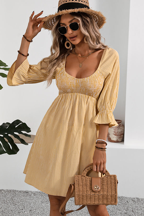 Smocked Bust Short Sleeve Mini Dress