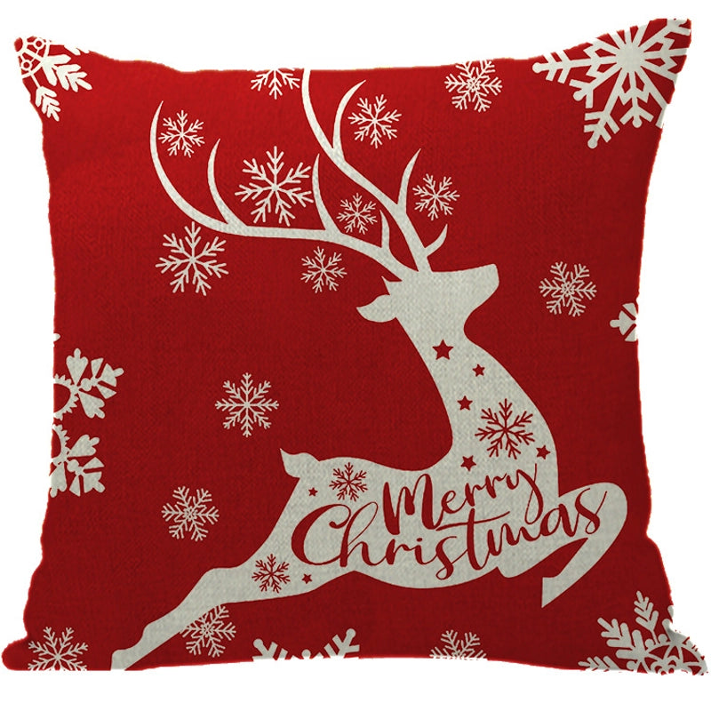 Fashion Letter Snowflake Elk Linen Pillow Cases