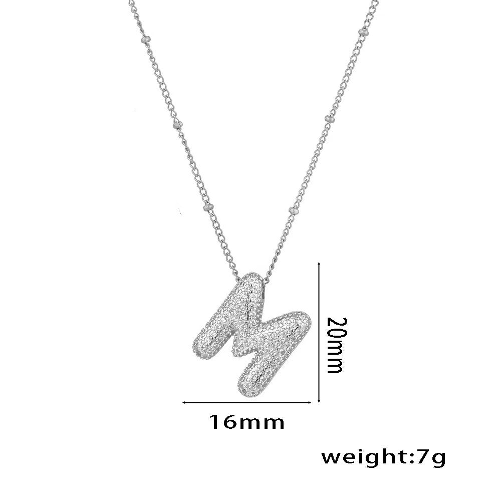 New Micro-Inlaid Zircon 26 Letter Pendant Necklace Copper Plated 18K Gold Fashionable And Classic