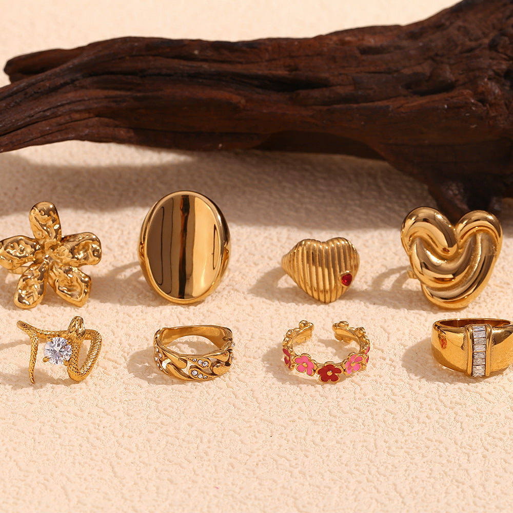 Fashion Creative Circle Geometric Stainless Steel Electroplating Rings