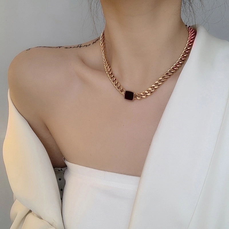 Minimalist Square Titanium Steel Plating Bracelets Necklace 1 Piece