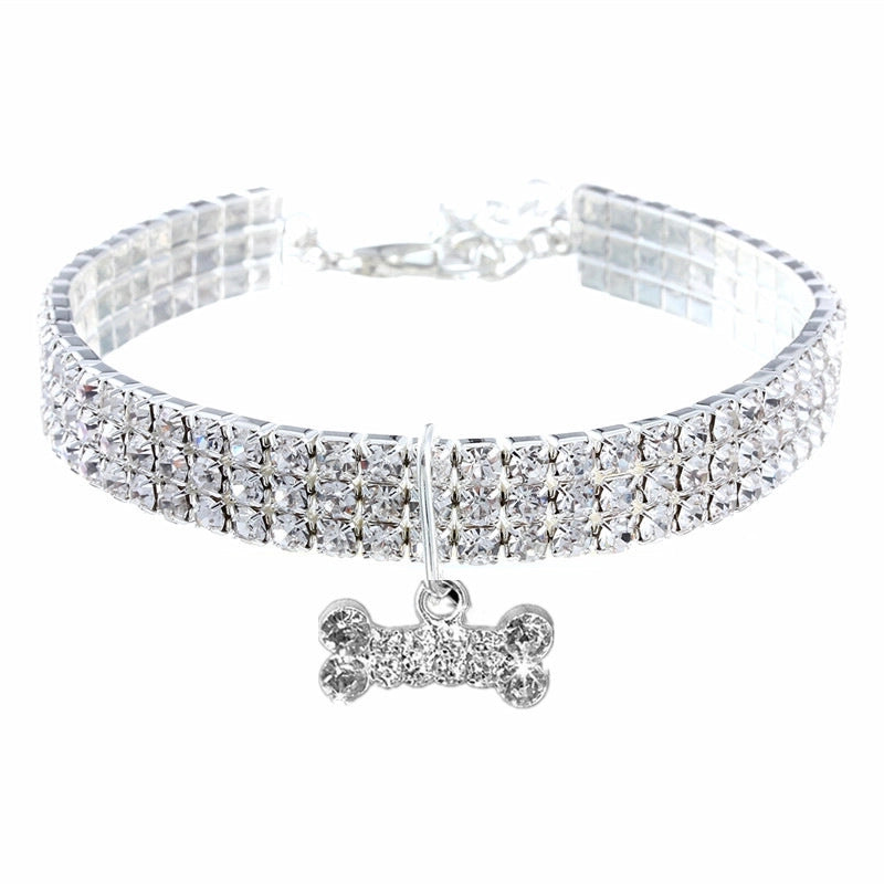 Minimalist Classic Style Commute Alloy Bow Knot Inlay Pet Collar