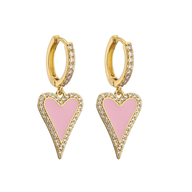 Cute Heart Plating Copper Zircon Copper Earrings