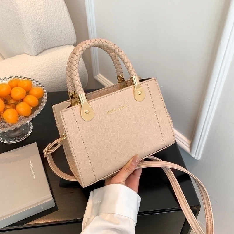 Women's Pu Leather Solid Color Elegant Square Zipper Handbag