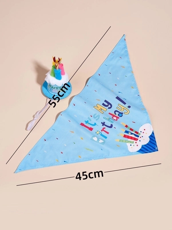 Cute Polyester Birthday Cartoon Letter Pet Scarf Pet Tire