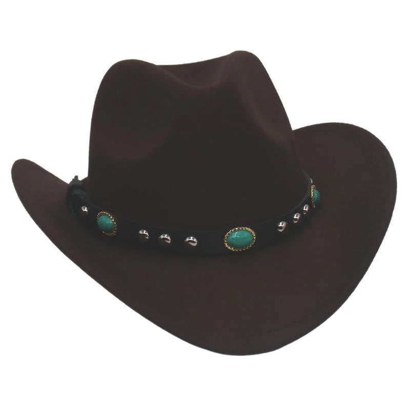 New Ethnic Style Tibetan Western Cowboy Hat Top Hat Autumn And Winter Men's And Women's Felt Hat Curling Jazz Hat Trendy