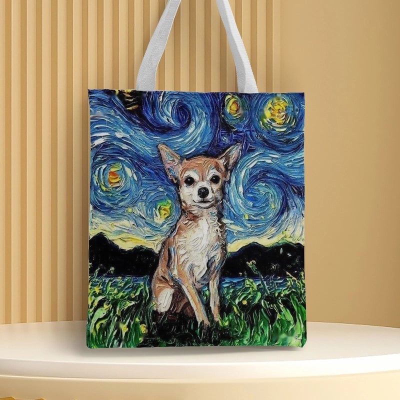 Women's Medium Canvas Animal Basic Classic Style Square Open Canvas Bag