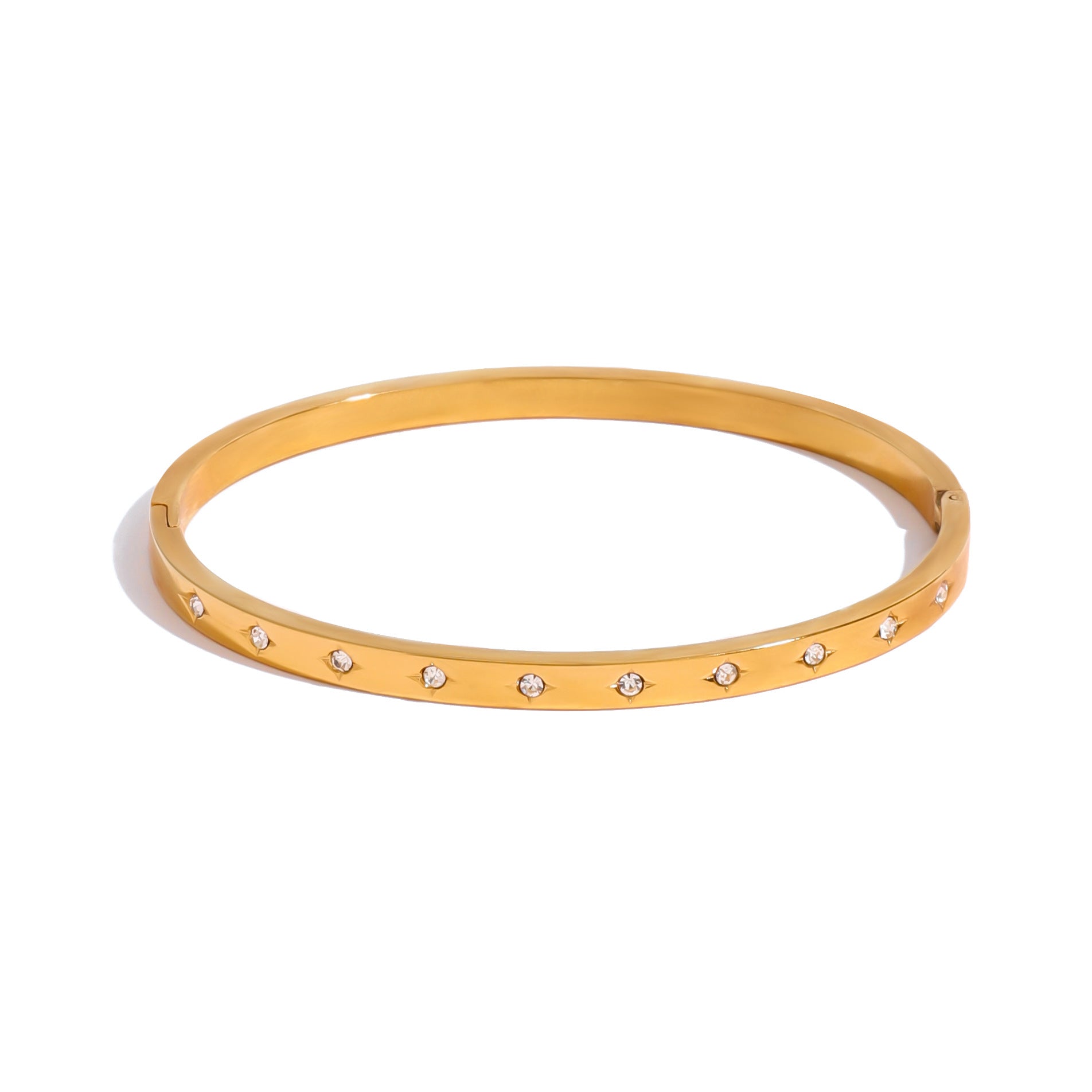 Stainless Steel Rhinestone Buckle Bracelet High Version 18K Gold-Plated Bracelet Titanium Steel Jewelry