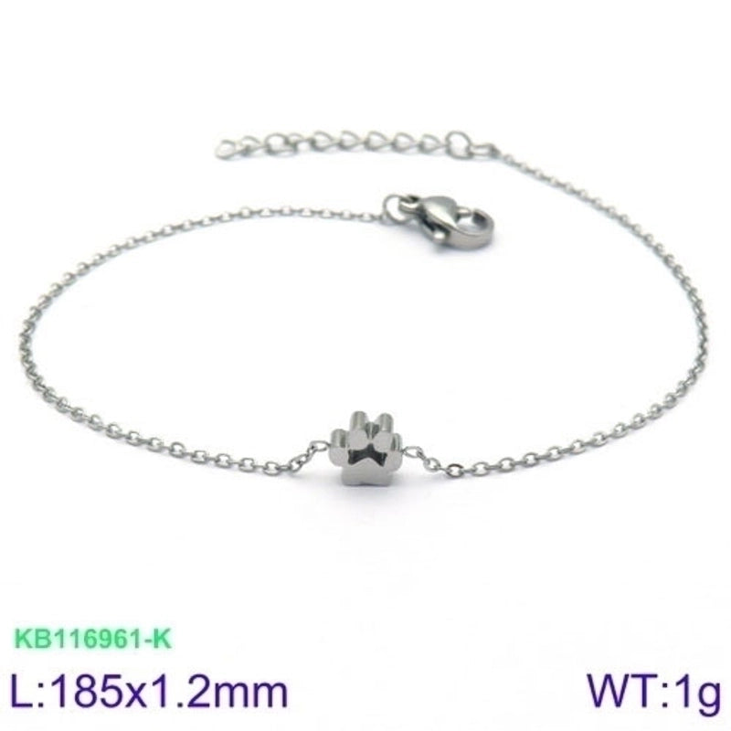 Minimalist Korean Style Animal Paw Print Titanium Steel 18K Gold Plated Plating Bracelets Earrings Necklace