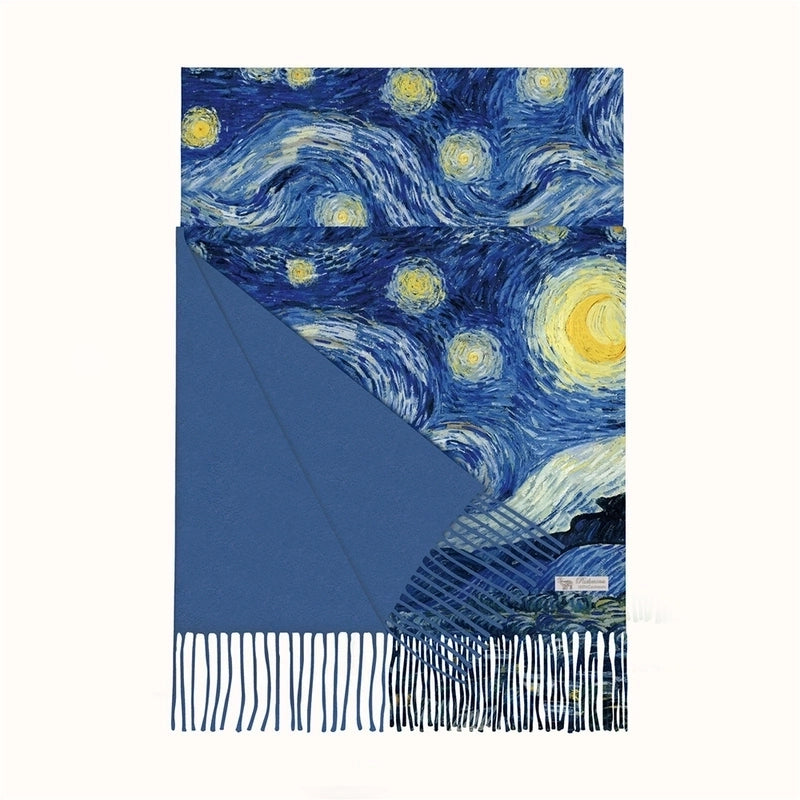 Women's Retro Oil Painting Polyester Silk Scarves