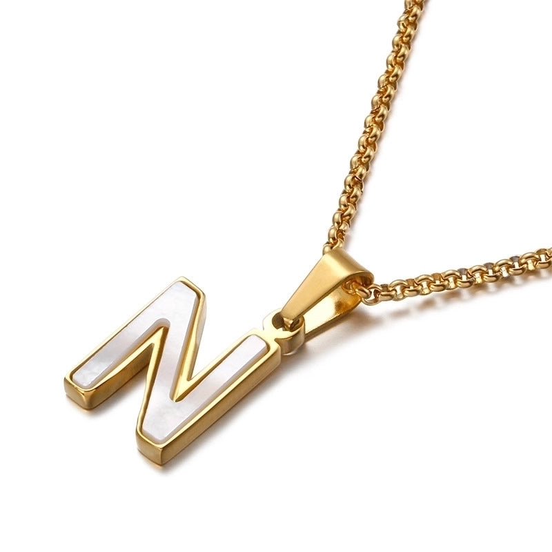 Simple Shell English Letter Titanium Steel Necklace
