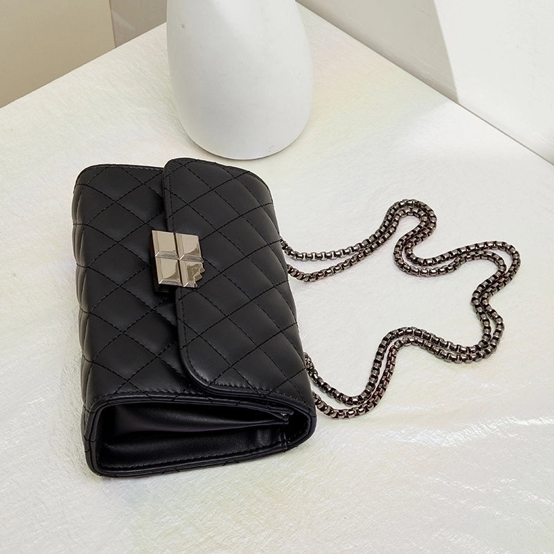 Women's Small Pu Leather Solid Color Basic Streetwear Square Open Shoulder Bag Crossbody Bag Chain Bag