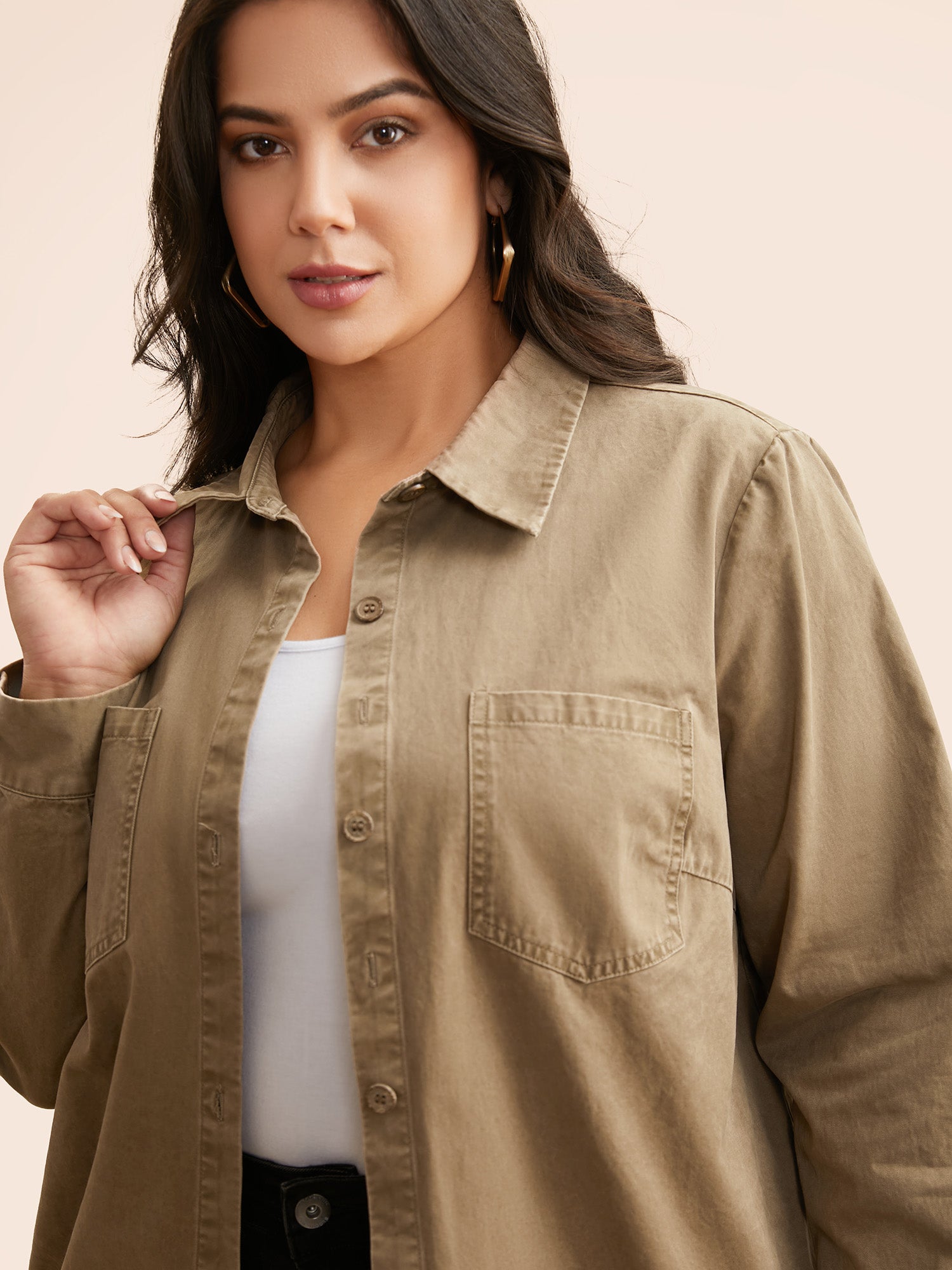 Vintage Patched Pocket Drawstring Shirt