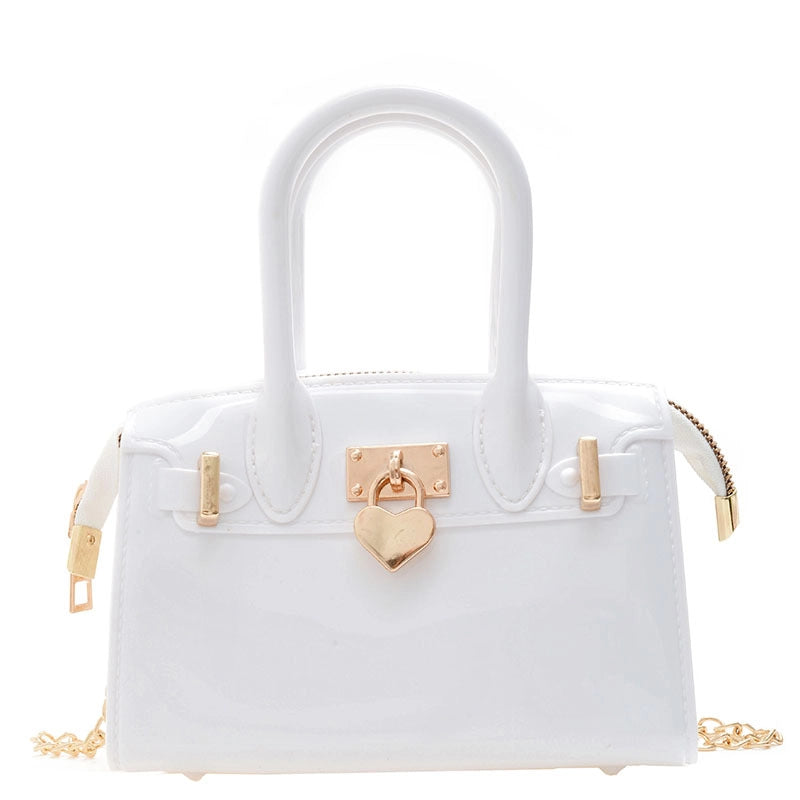 Women's Small All Seasons Pvc Solid Color Fashion Square Lock Clasp Handbag
