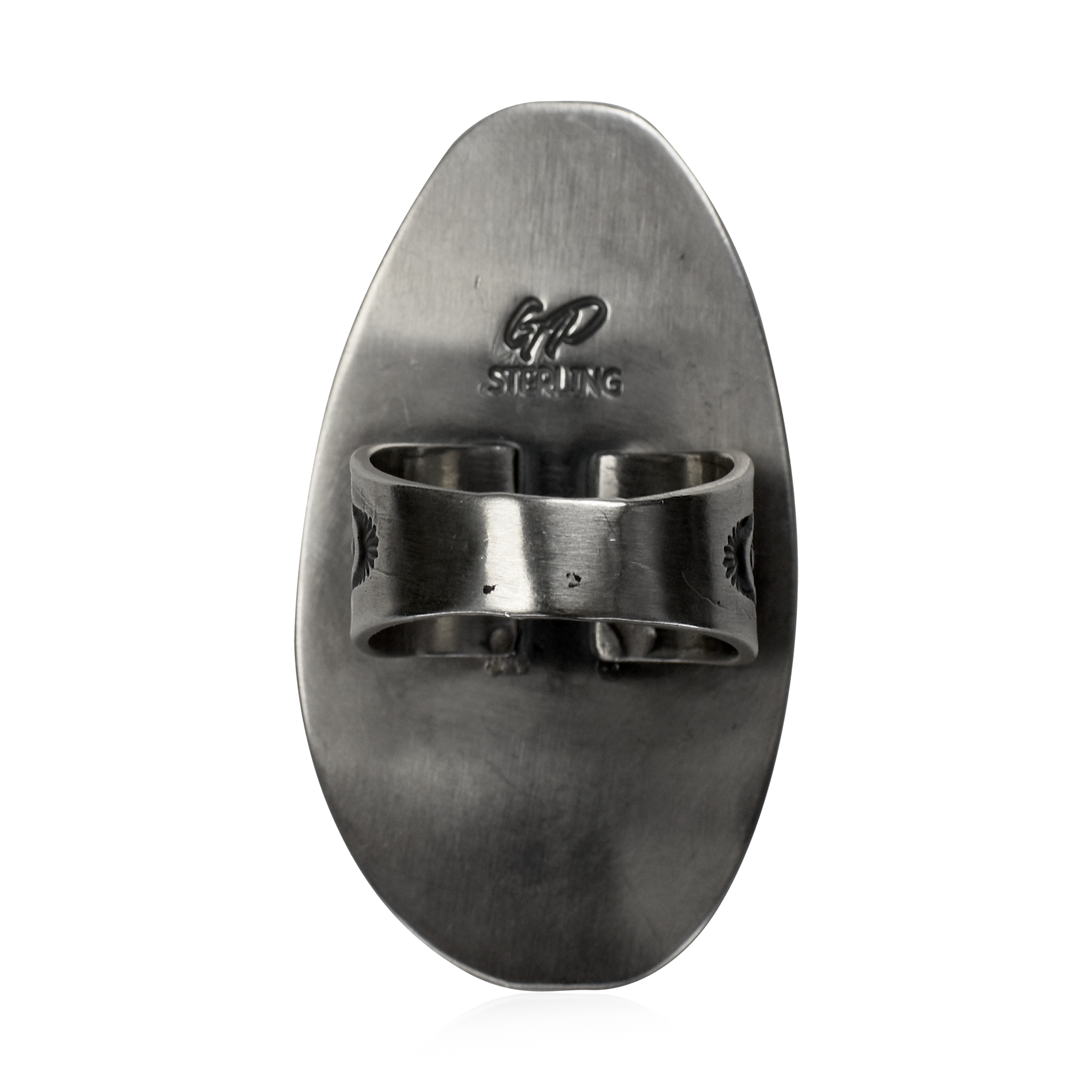 Large Hand-Tooled White Buffalo Ring