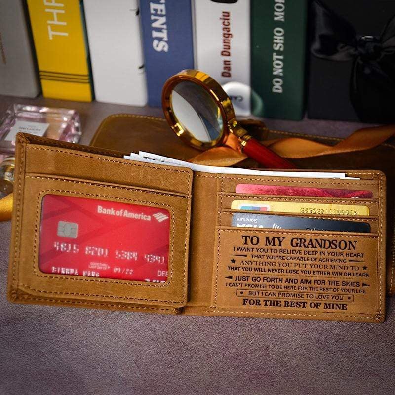 To My Son/GrandSon - Premium Cow Leather Card Wallet