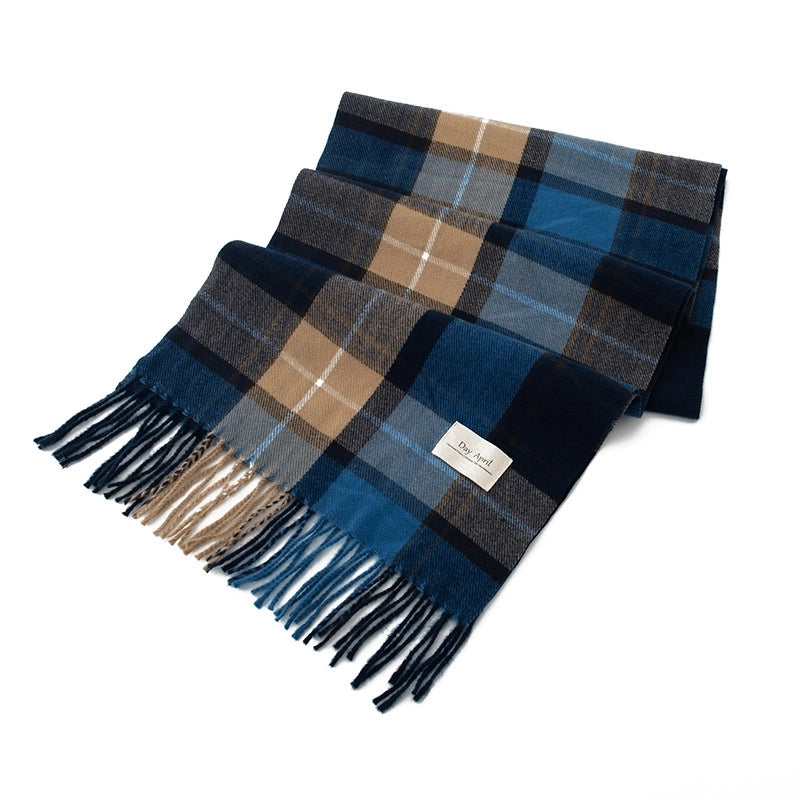 Women's Elegant Plaid Imitation Cashmere Tassel Scarf