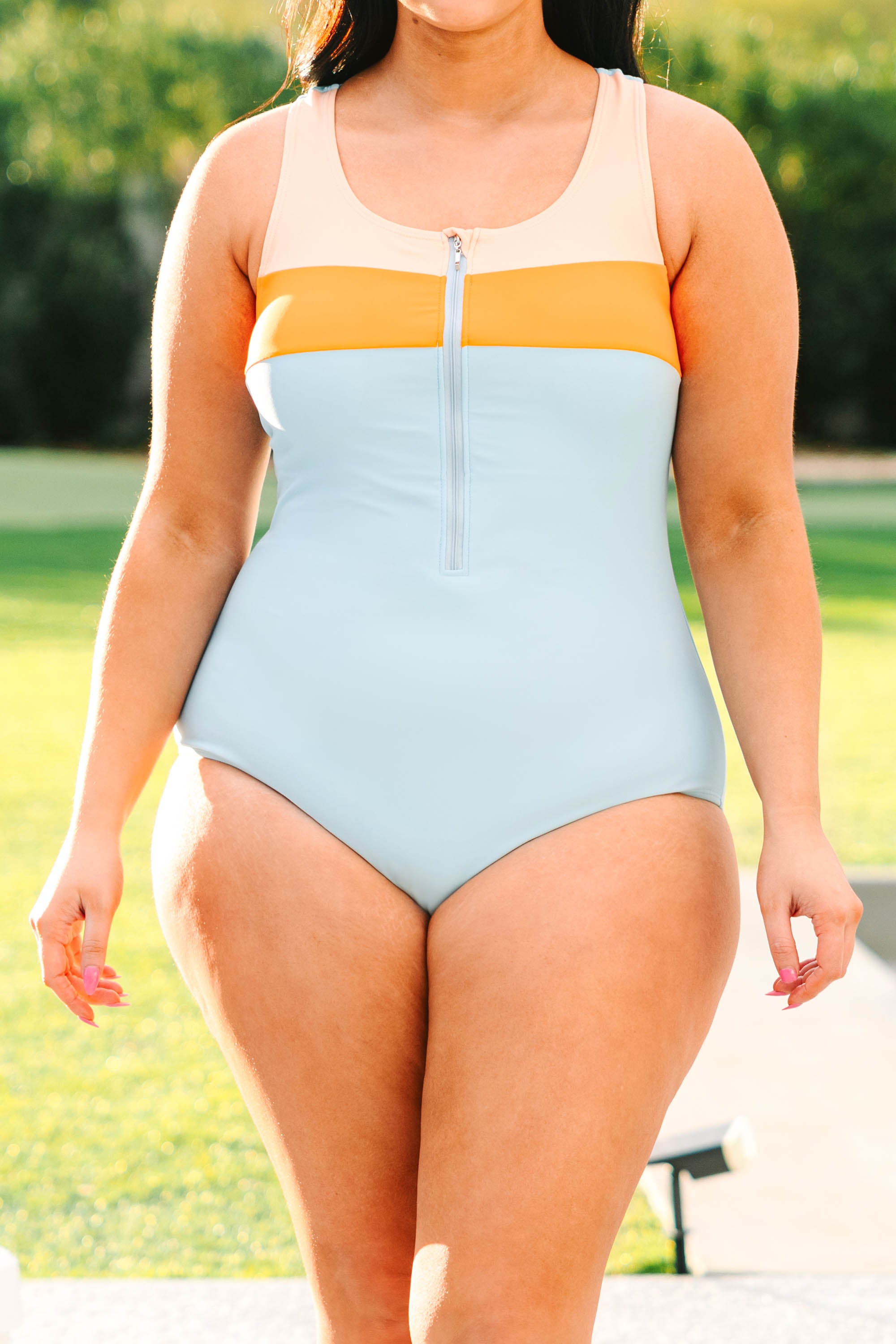 Surfing At Sunrise Swimsuit. Teal Combo