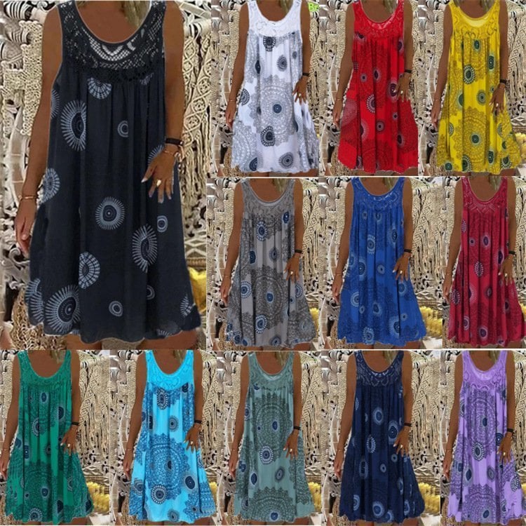 🔥HOT SAVE 49% OFF🔥Women Summer O-Neck Sleeveless Print Dress