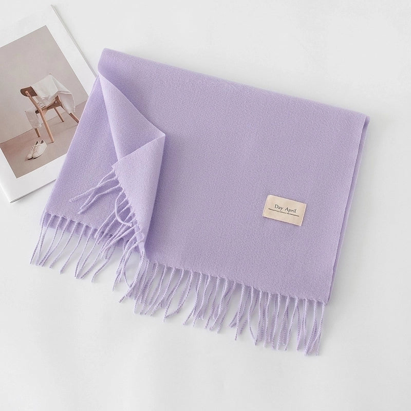 Women's Sweet Solid Color Polyester Scarf