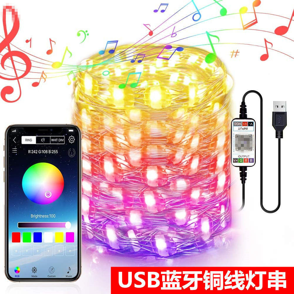 Christmas Tree Bluetooth APP Copper RGB Music Light String