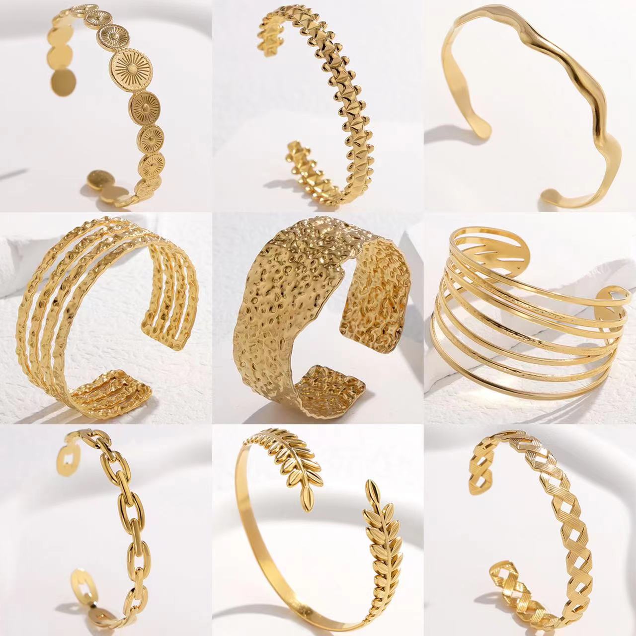 2 Pieces Expressive Stripe Stainless Steel Electroplating Bangles
