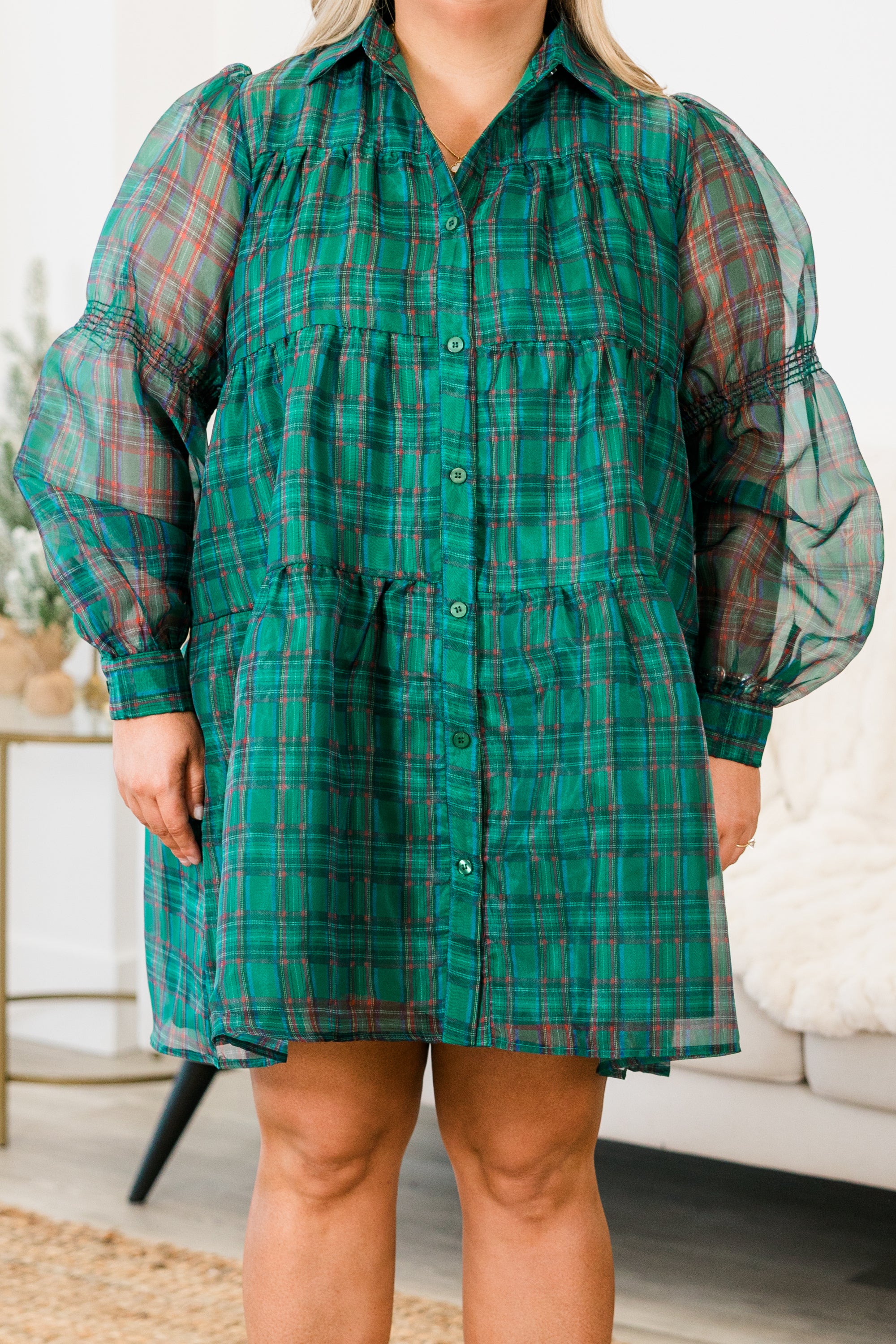 I'm So Plaid You're Mine Dress. Green