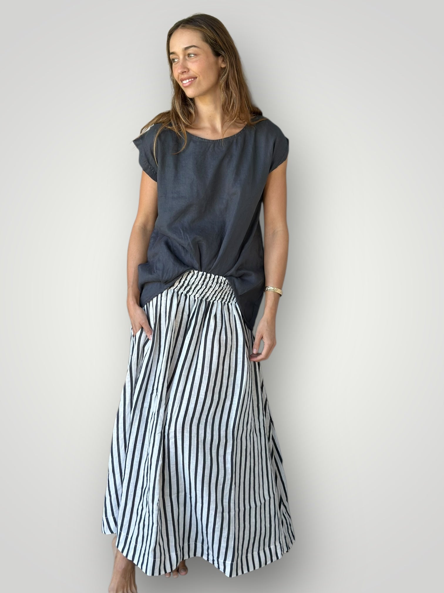 sarah top-charcoal linen
