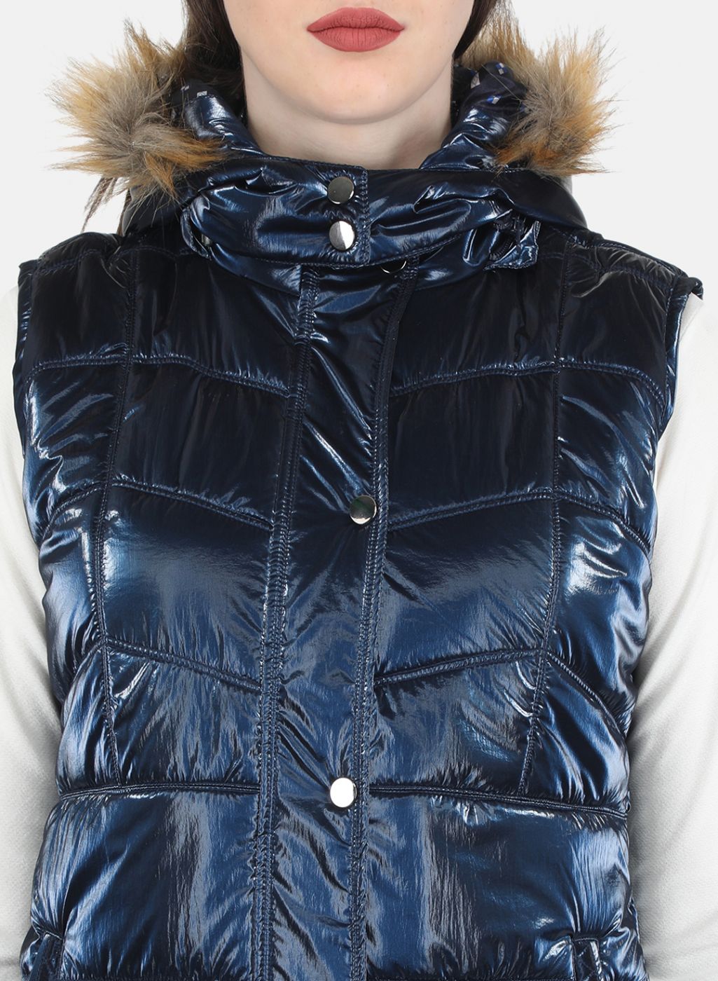 Women NAvy Blue Solid Jacket