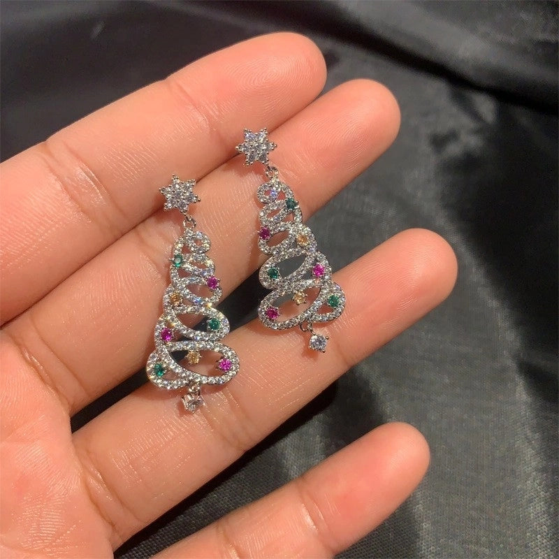 1 Pair Christmas Cute Christmas Tree Santa Claus Snowflake Copper Drop Earrings