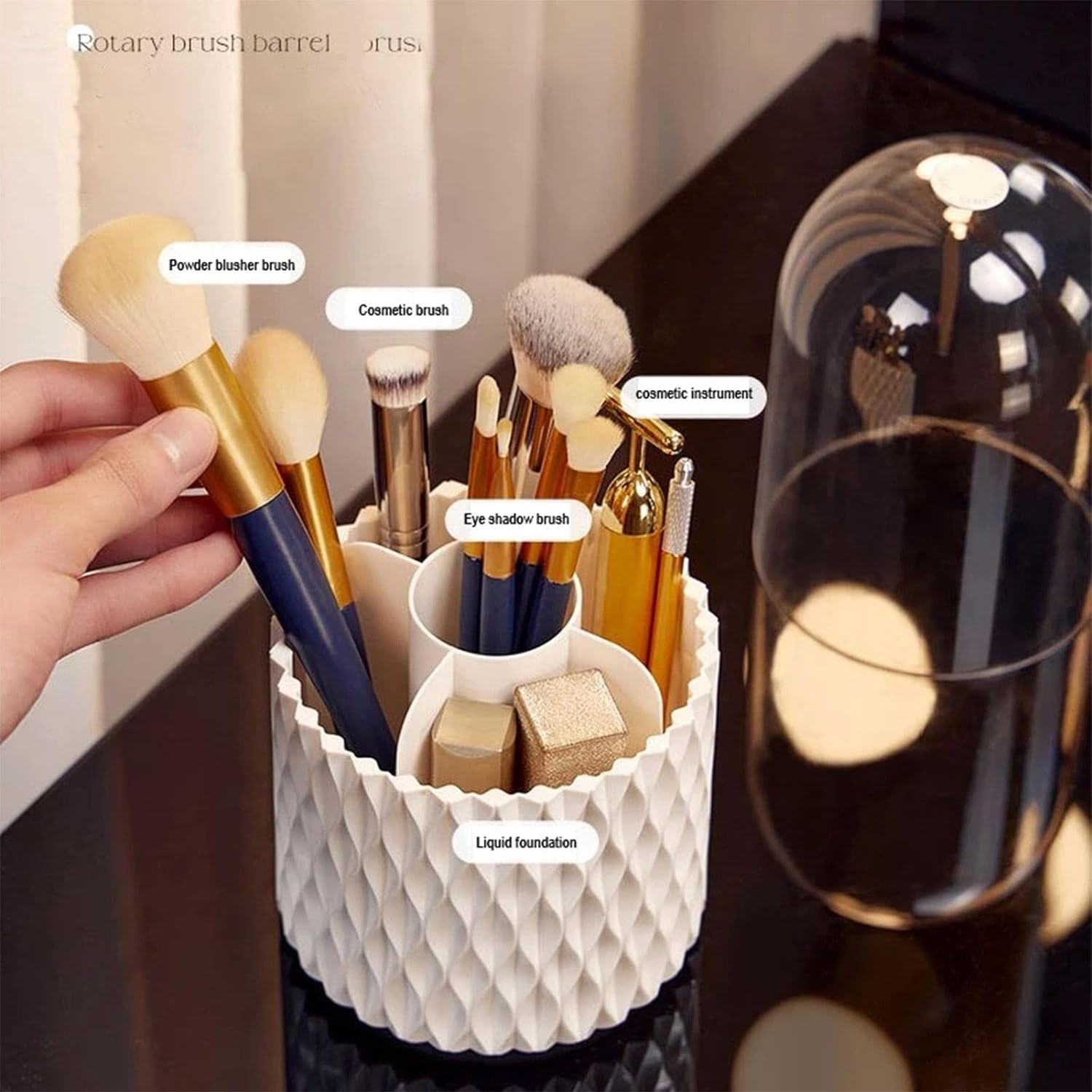 Makeup Brush Holder. Rotating Waterproof Brush Holder Cosmetic Storage Box