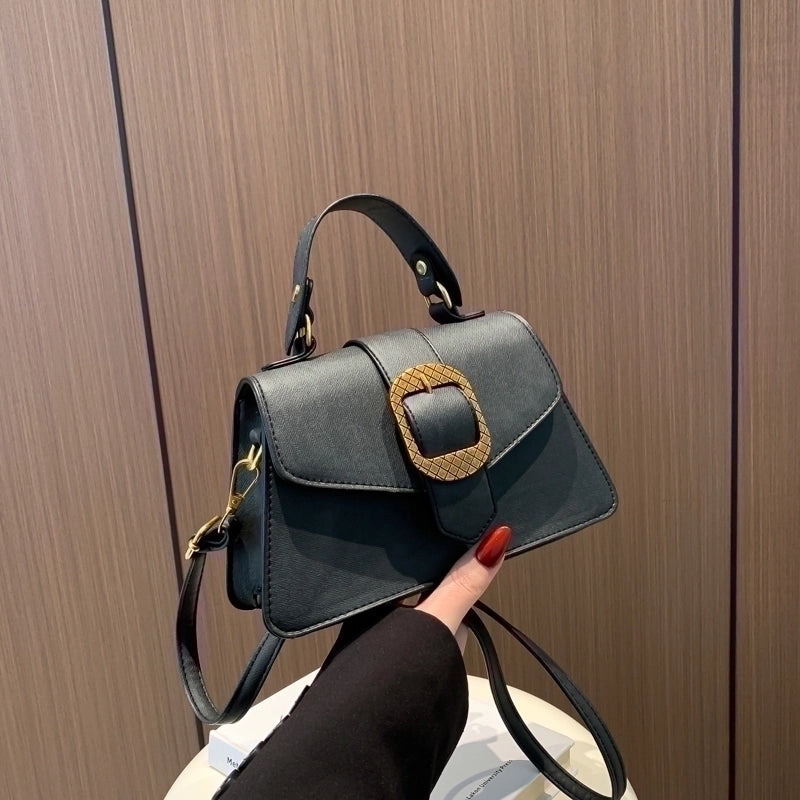 Women's Pu Leather Solid Color Vintage Style Flip Cover Handbag