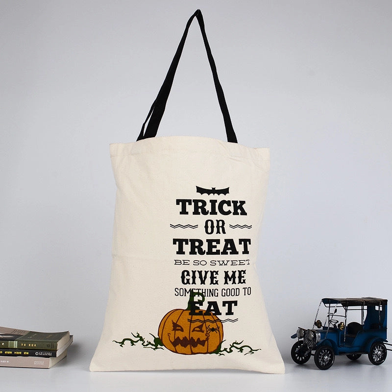 Halloween Unisex Medium Canvas Pumpkin Letter Streetwear Square Open Canvas Bag