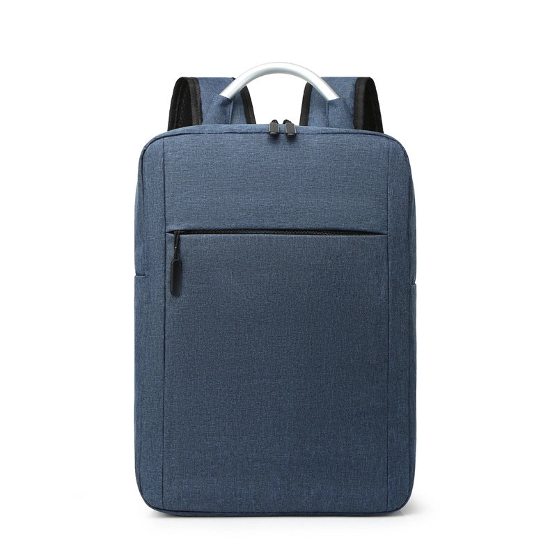 Business Solid Color Square Zipper Functional Backpack