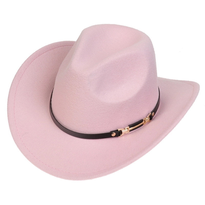 Tibetan Western Denim Top Hat Spring And Autumn New Jazz Hat Big Brim Five-pointed Star Belt Accessories Felt Hat For Men And Women