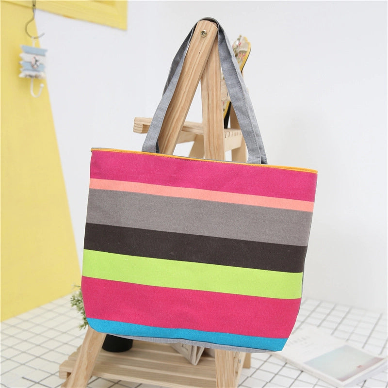500 Pieces Women's Medium Canvas Rainbow Basic Classic Style Zipper Canvas Bag