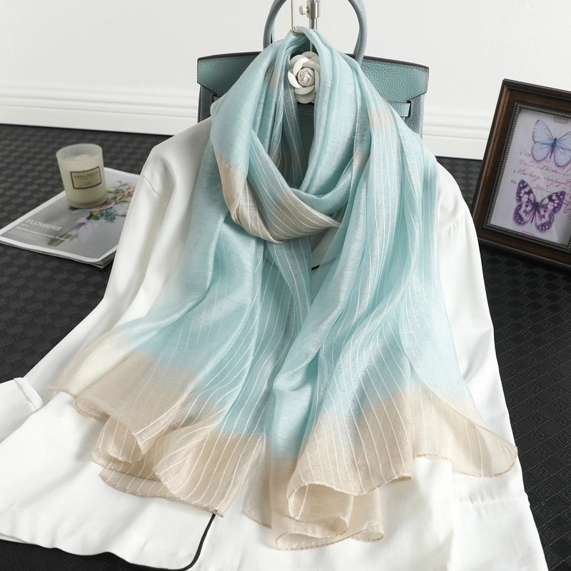 Women's Elegant Minimalist Stripe Silk Silk Scarf