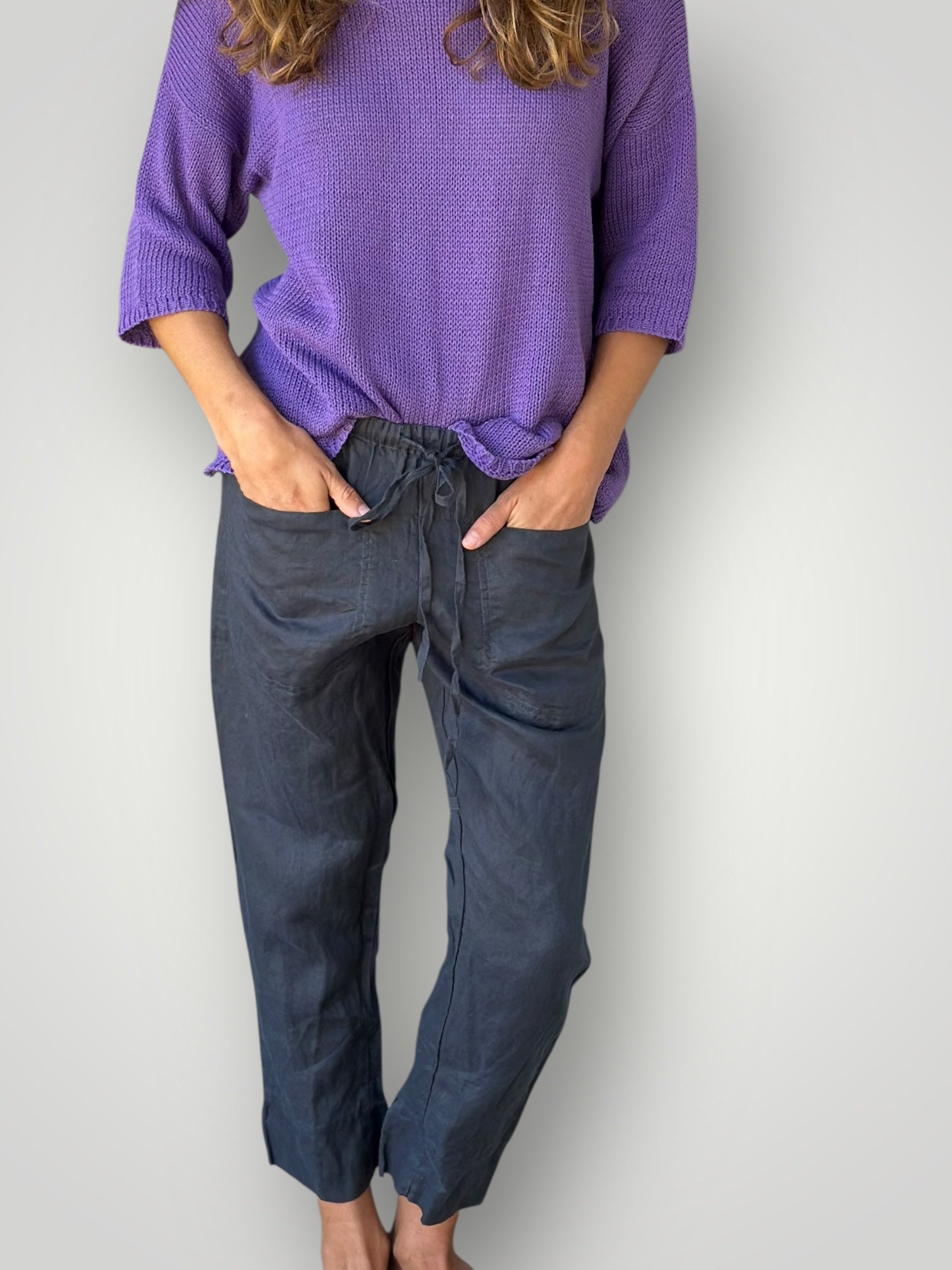 darcy pants - charcoal linen