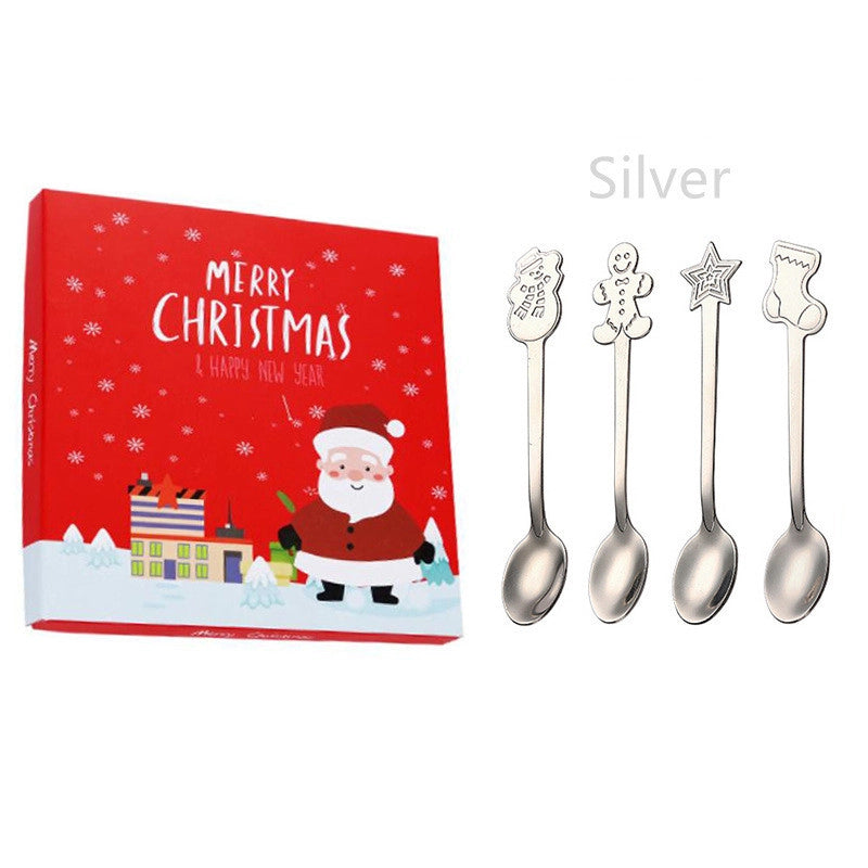 Christmas Fashion Cartoon Stainless Steel Festival Spoon 1 Set