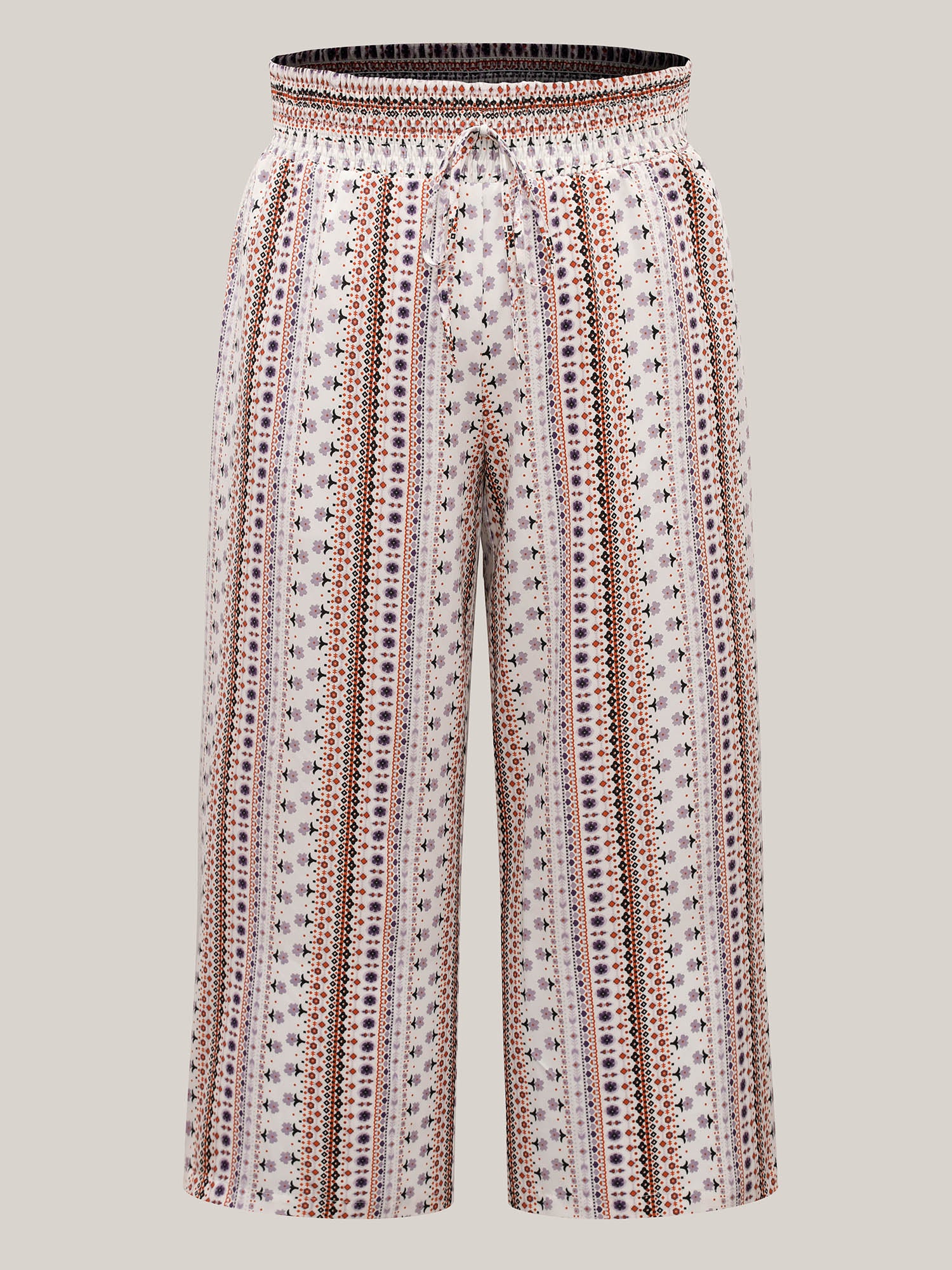 Shirred Waist Boho Wide-Leg Pants