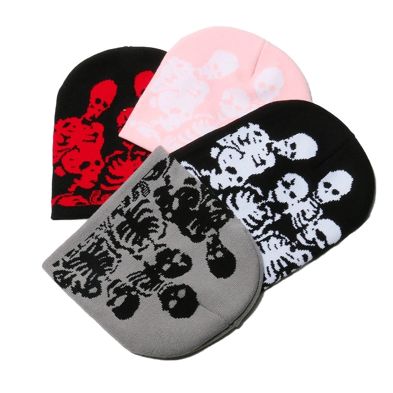 Men's Exaggerated Punk Streetwear Skull Skull Eaveless Wool Cap