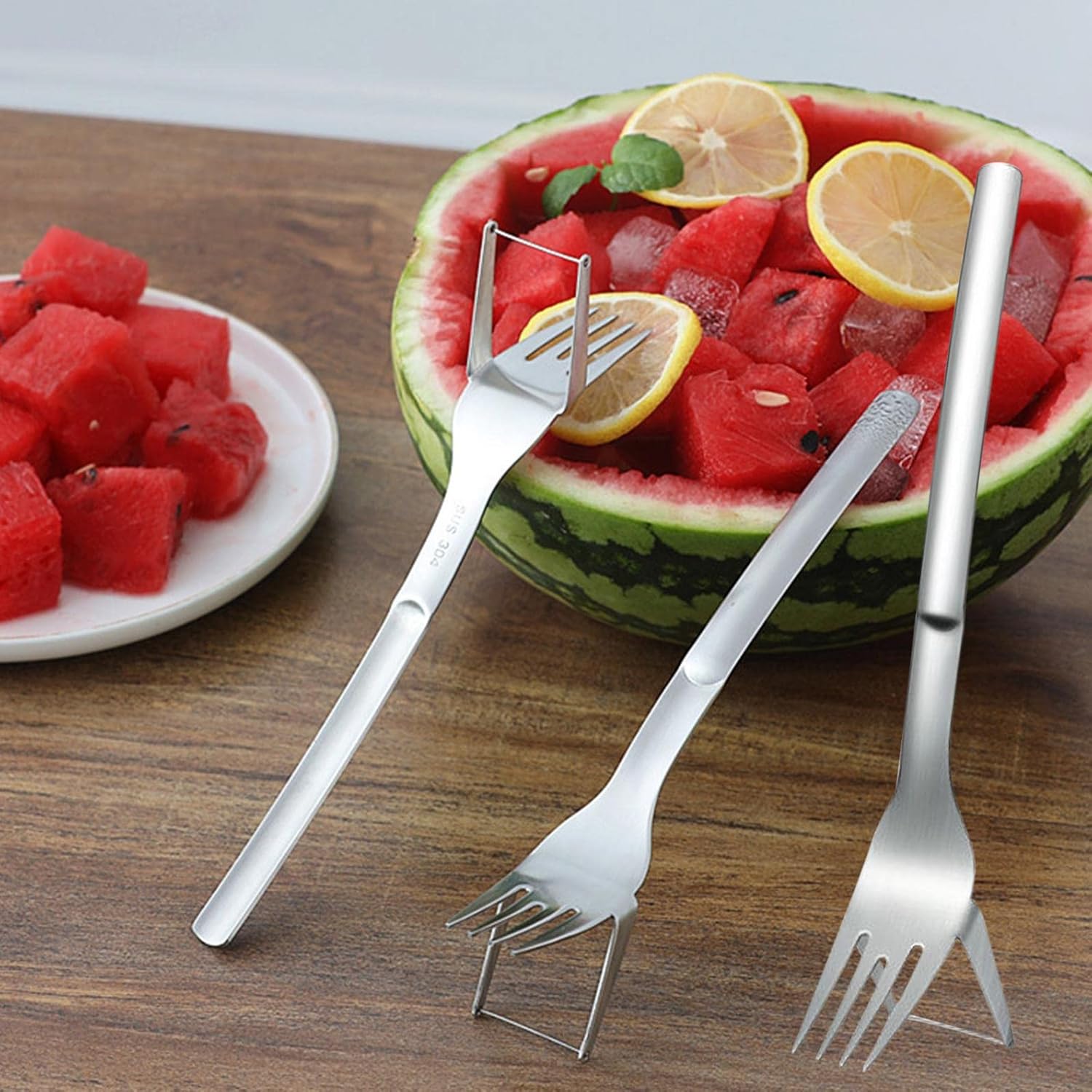 2-In-1 Watermelon Fork Slicer. Stainless Steel Watermelon Slicer Cutter