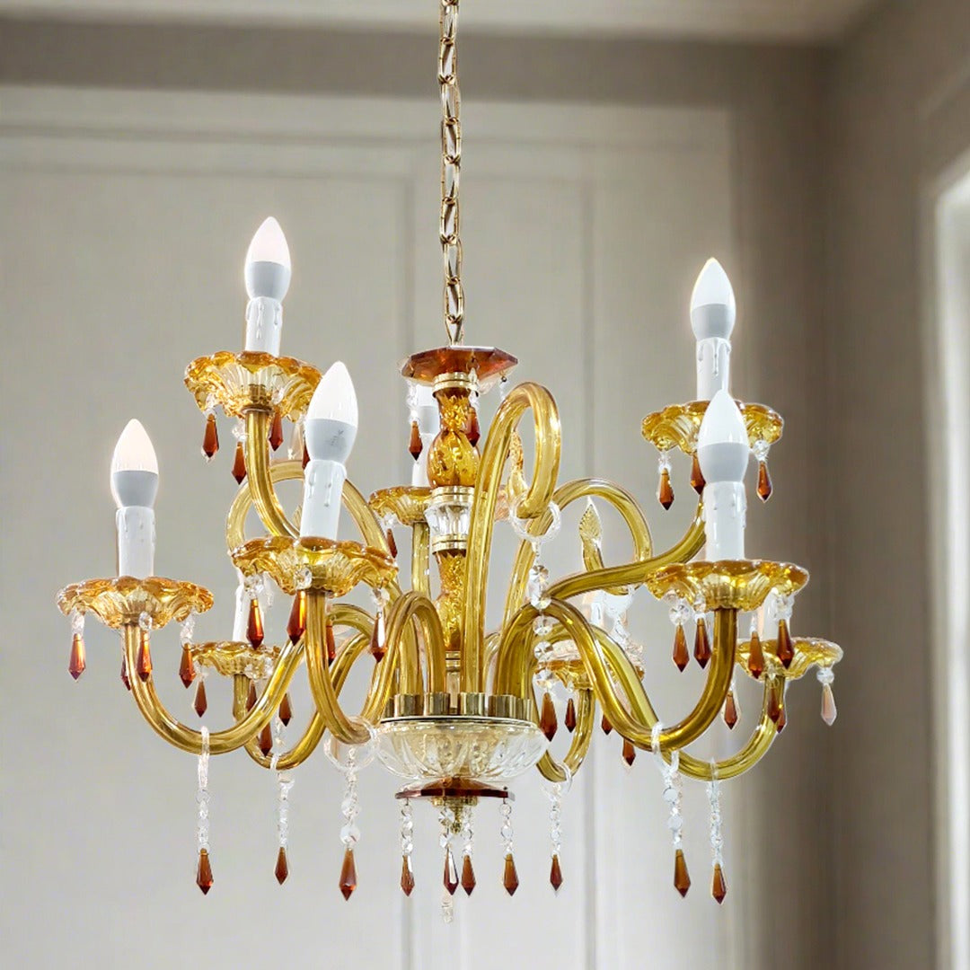 Gold & Bronze Crystal Chandelier