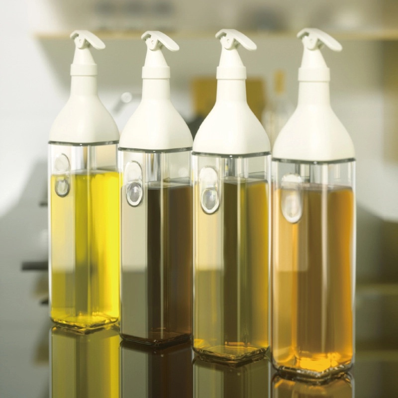 Waltz Square Glass Seasoning Bottle With Classification Label Oil Bottle 77 Automatic Tilt Non-oil Glass Oil Pot