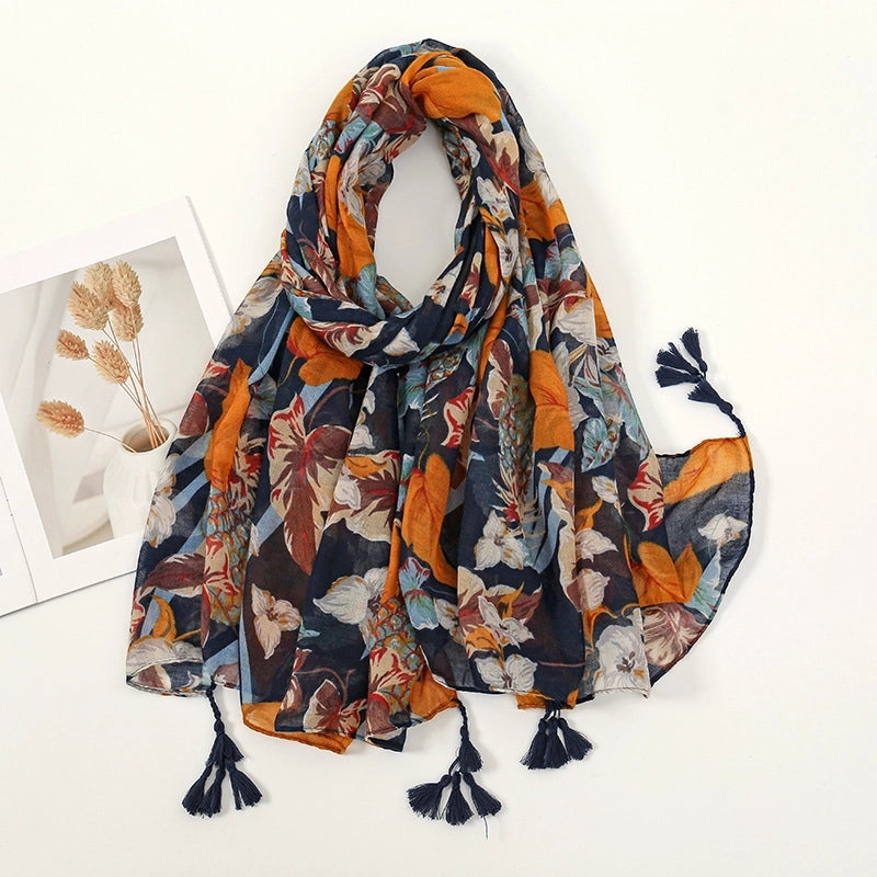 Women'S Bohemian Geometric Cotton And Linen Scarf