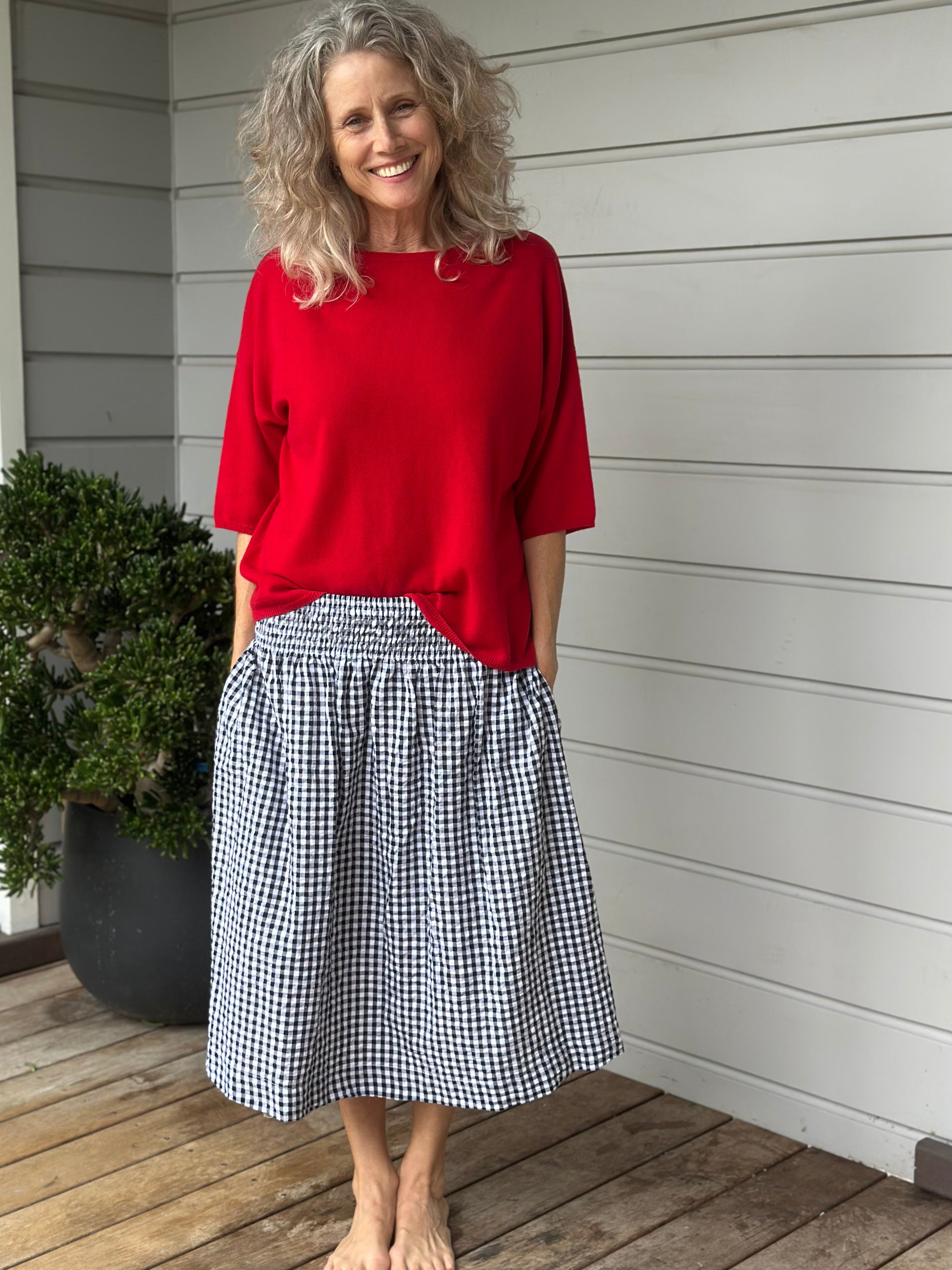 lola skirt -black /white gingham